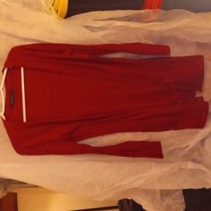 Women's red button-up sweater